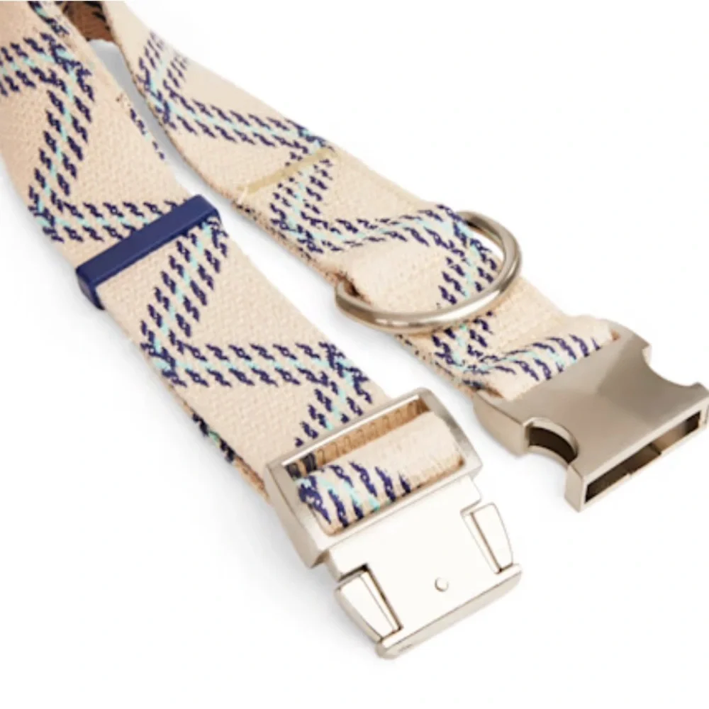 YOULY the avant-garde Geometric Print Dog Collar Blue Zig Zag XL/XXL/XXXL